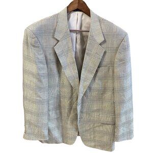 Jones New York Mens Blazer R44 Classic Plaid Wool Blend FLAWS